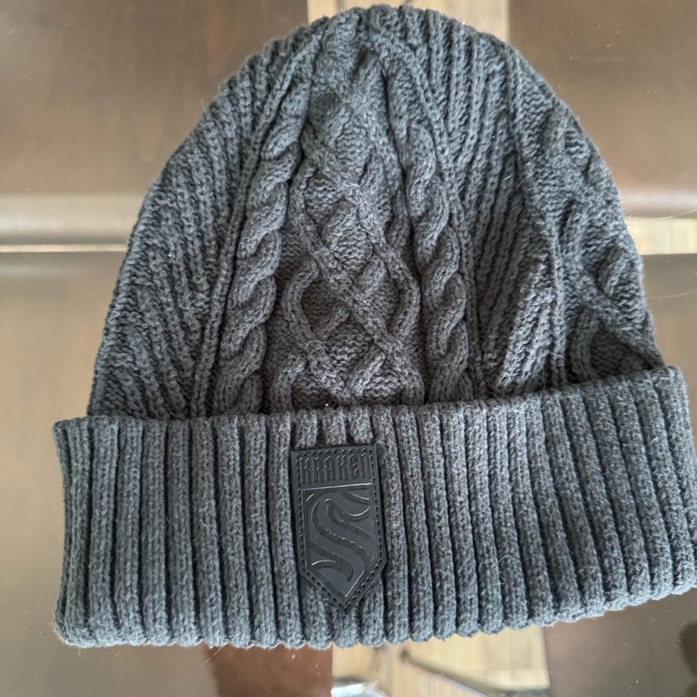 Charcoal Cable Knit Beanie by [Brand]